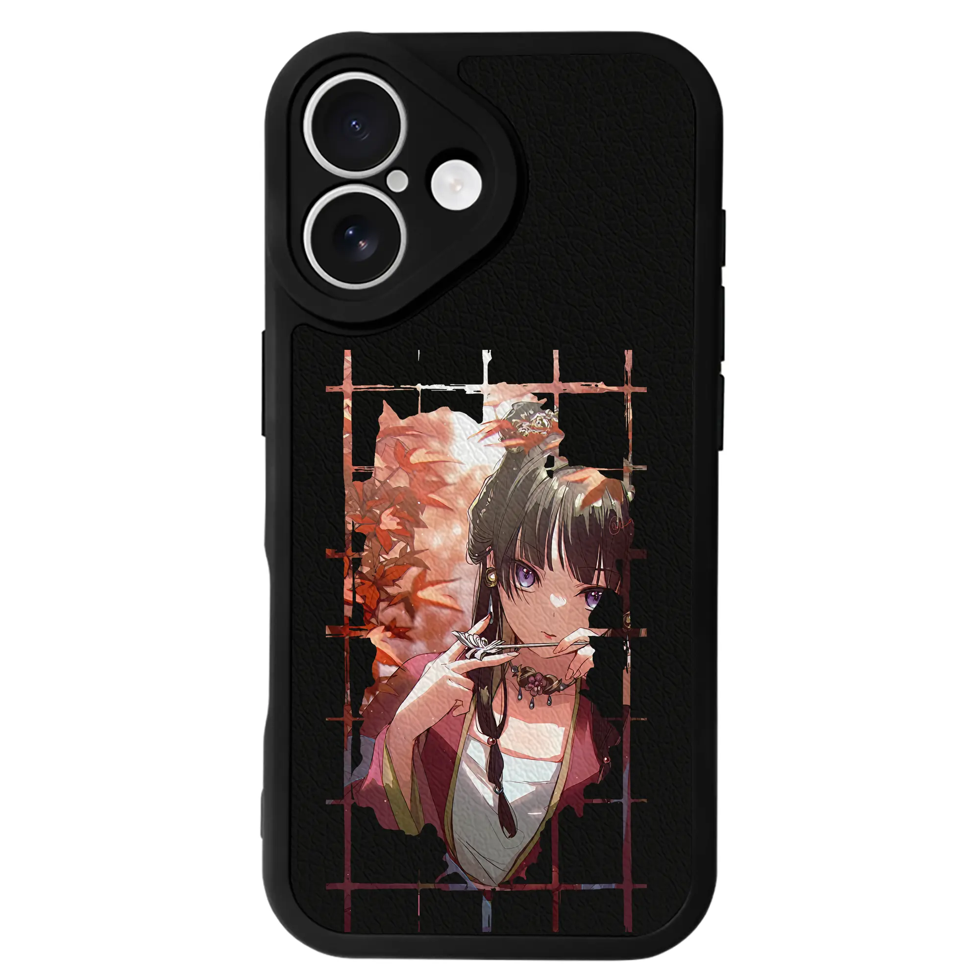 薬屋のひとりごと グッズ,猫猫 - IPhone 16シリーズ対応 ・ シリコンスマホケース ・ レザー調 ・ 高精度フィット ・ 耐衝撃 ・ ワイヤレス充電対応 ・ 精密カット